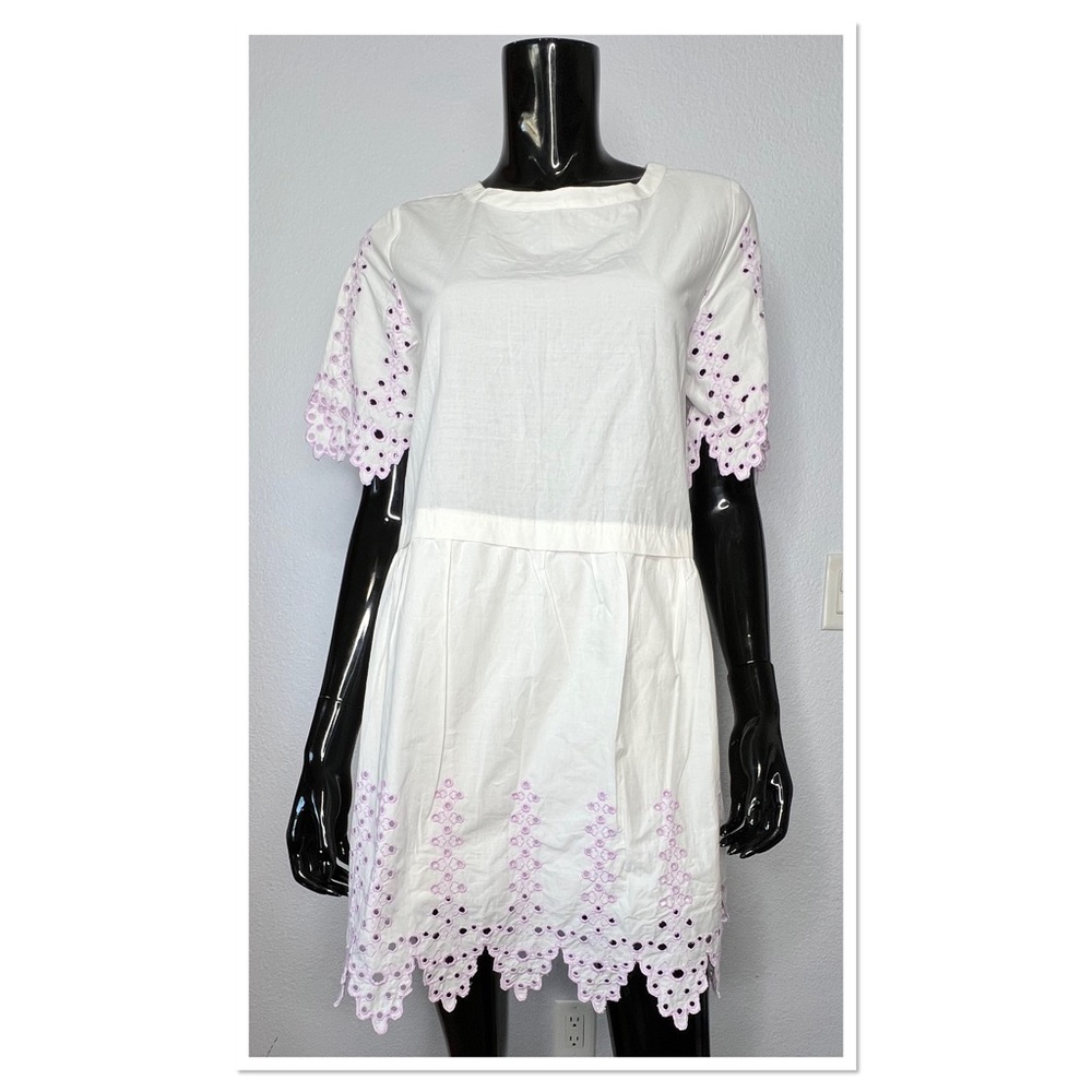 Sugar + Lips 2 Show Stopper White & Purple Embroidery Trimmed Dress Sz S NWT - Picture 2 of 12